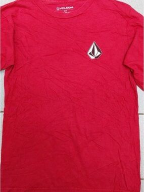 Volcom Red Crewneck T‑Shirt with Small Stone Logo